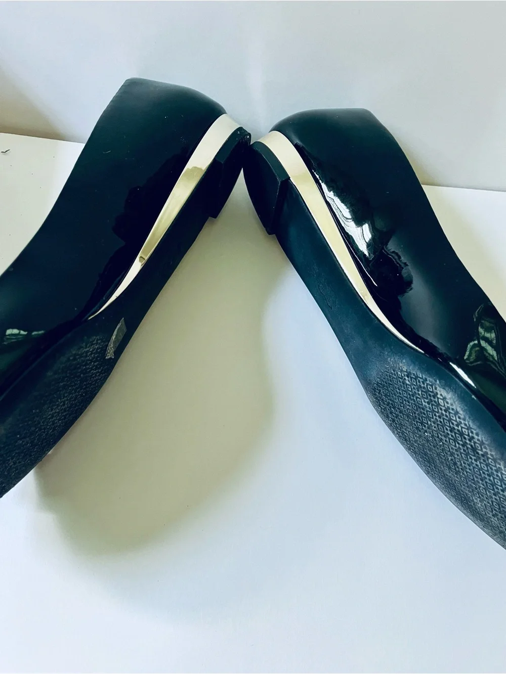 Tory Burch Trudy Black Patent Leather Peep-Toe Bow Flats - Size 10.5 M